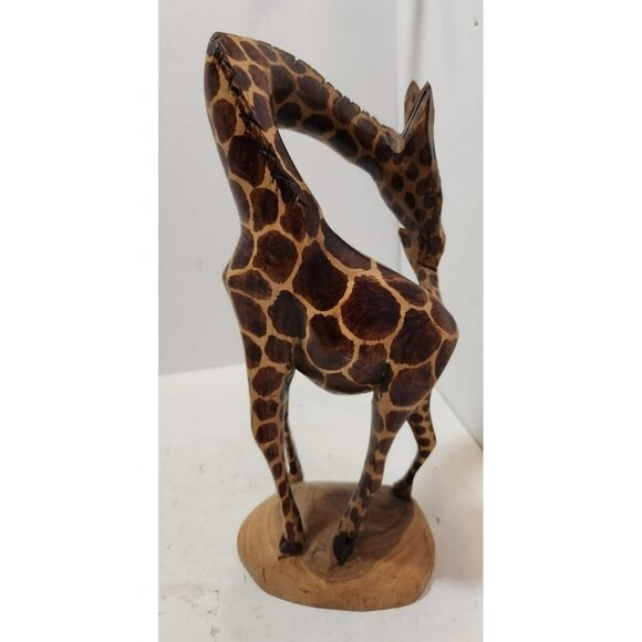 Vtg Besmo Kenya Handcarved Wooden Pair of Giraffe Figurines 12" Tall - Picture 7 of 16